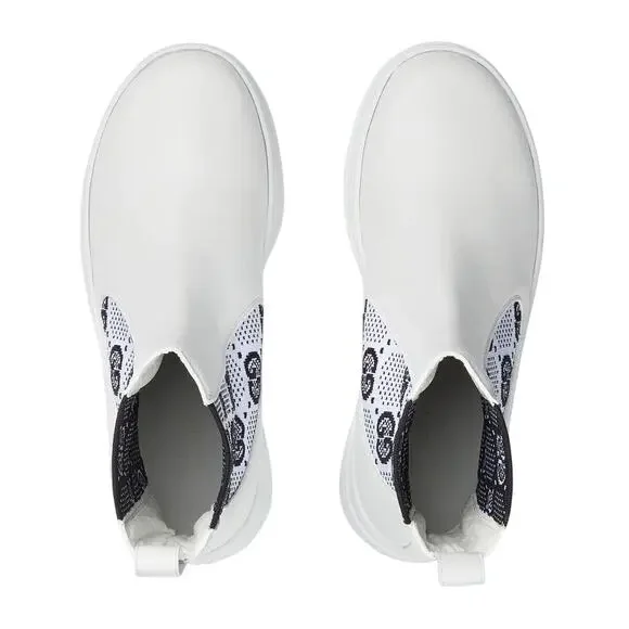 Gucci Platform 38.5/ US 8.5 GG Supreme Leather Chelsea Boots White NWB $1,100